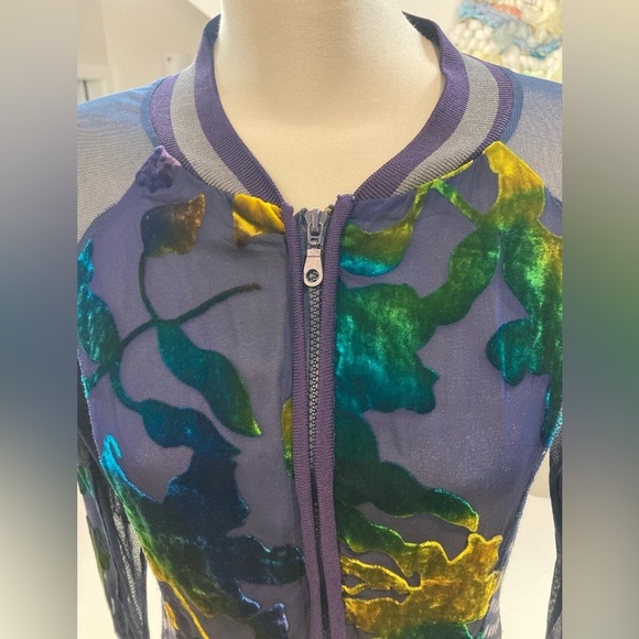 Stunning LULU H Paris mesh/velvet appliqué bomber jacket/French style cardigan - Picture 4 of 17